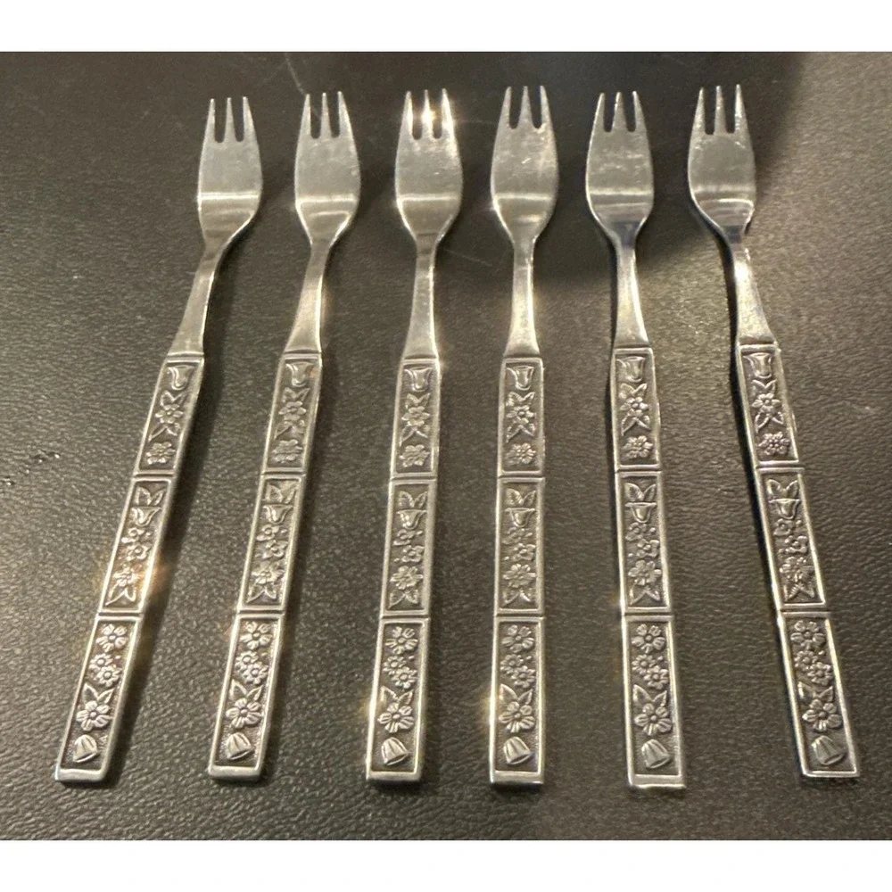 Oneida Northland Spring Fever Stainless Steel Seafood Forks Fork Set Of 6
